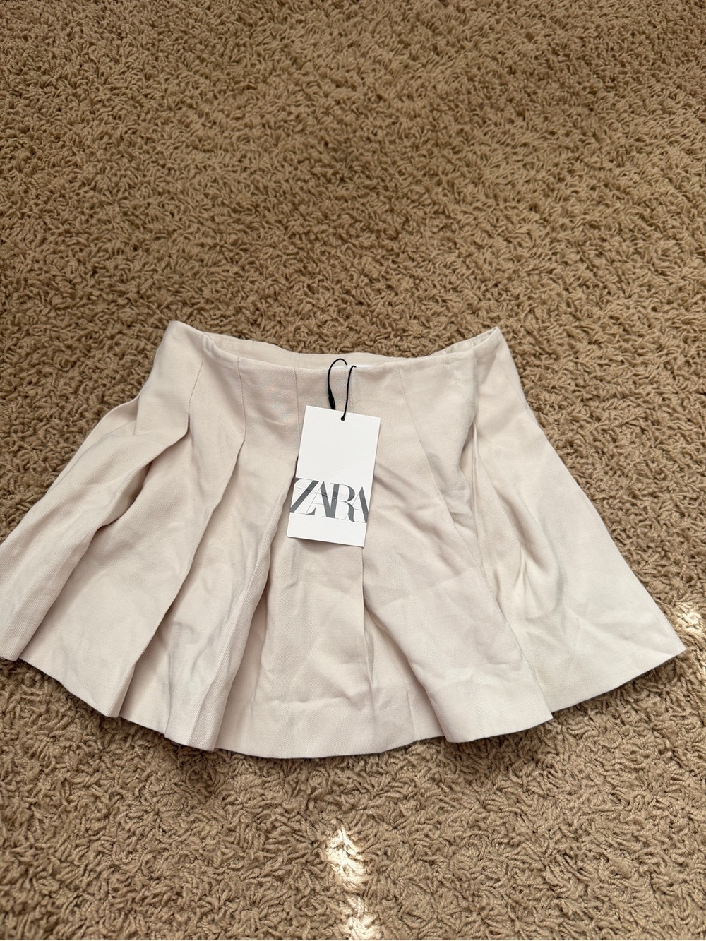 ZARA Cream Pleated Mini Skirt Girls 7